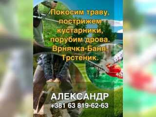 Услуги - Уборка - Покос травы, Стрижка кустарников, Рубка дров. 